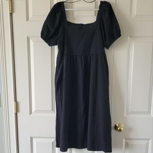 Women's A New Day raised polka dot, black midi dress.